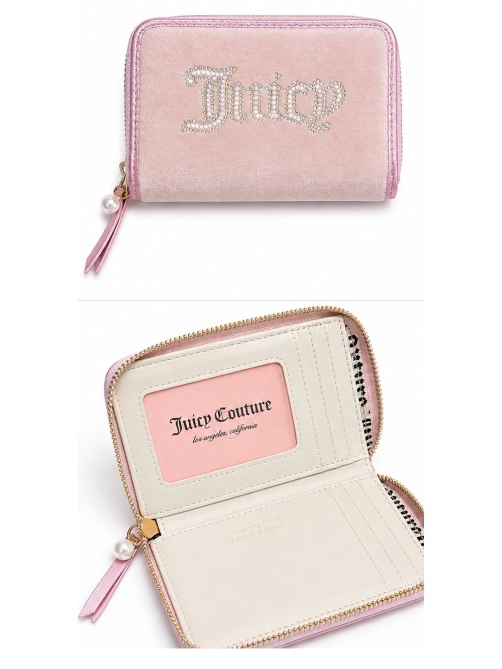 Juicy Couture Light Pink Rhinestone Zip Wallet